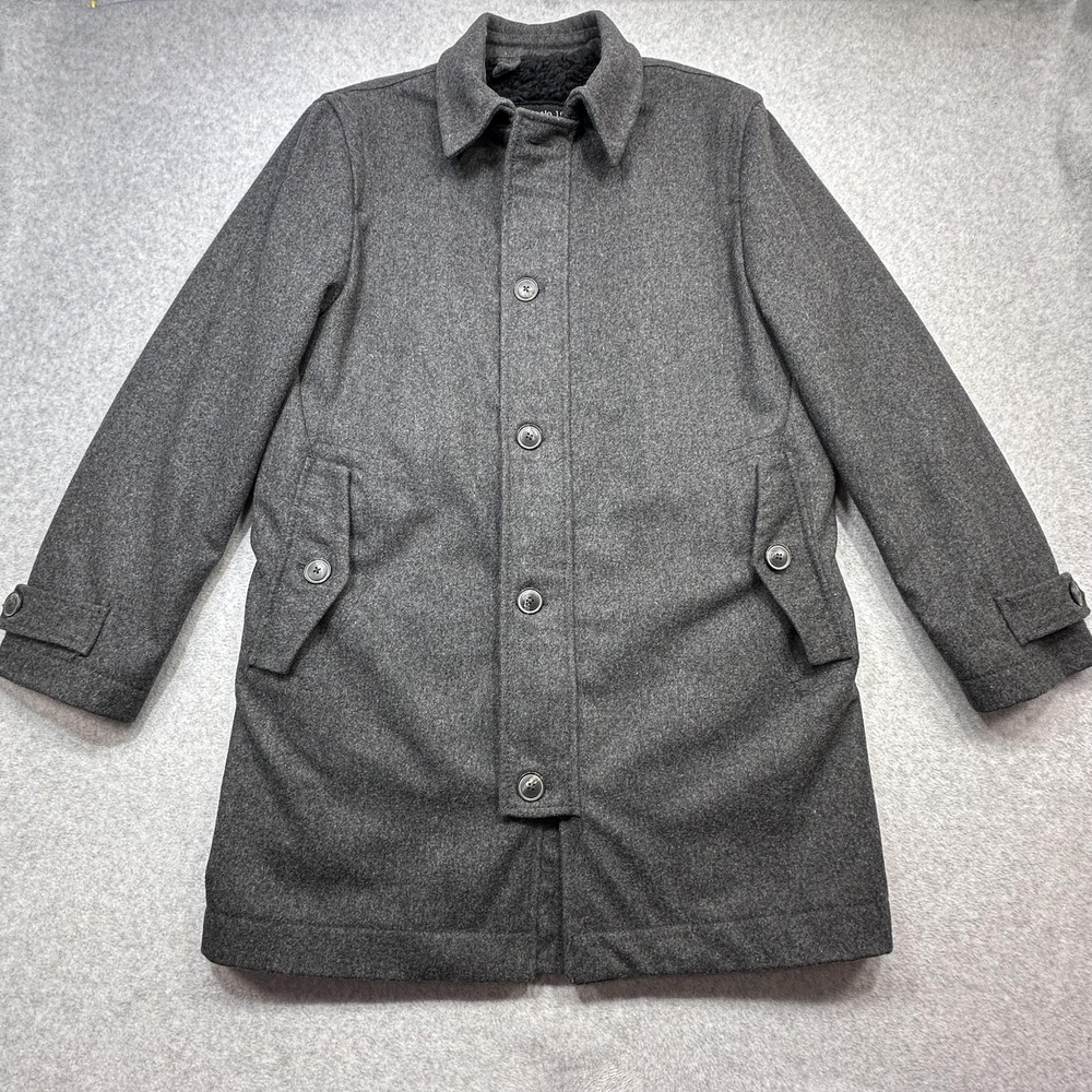 Gap 1969 Coat Large Gray Wool Blend Button Front Sherpa Lined Winter Jacket 2006